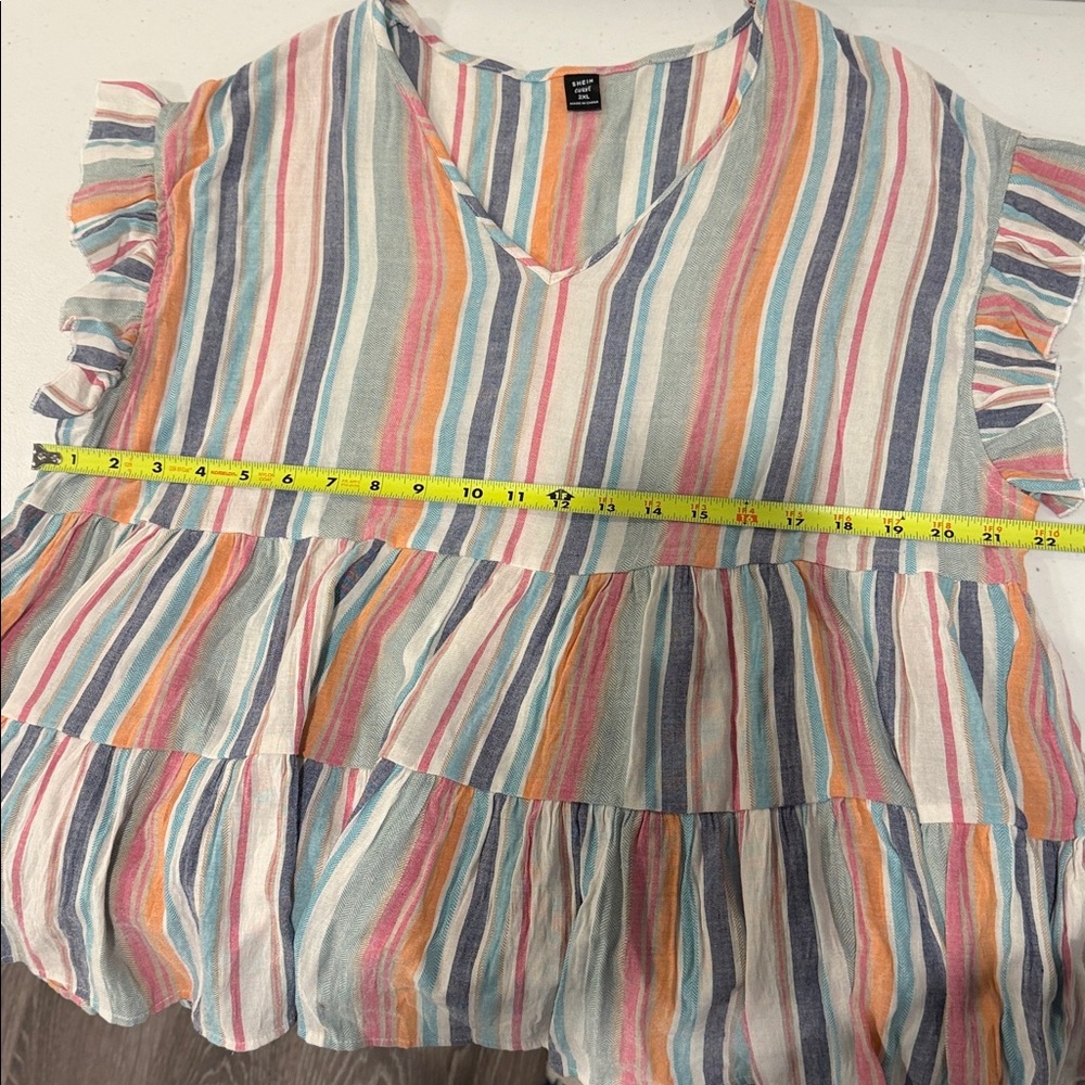 Multicolor Striped Ruffle Blouse - Picture 6 of 7